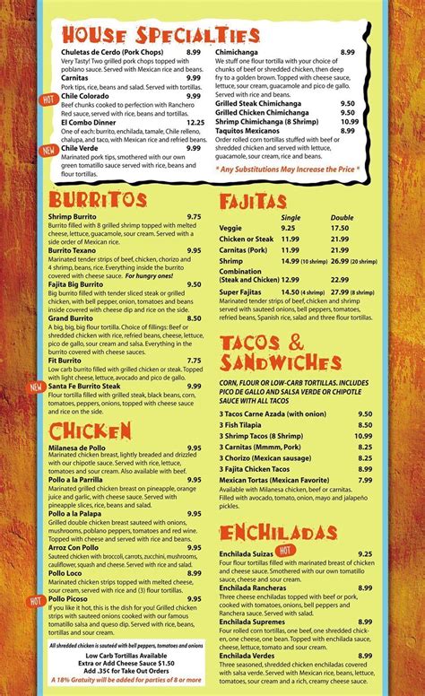 Las Margaritas Menu | Cleveland, TN