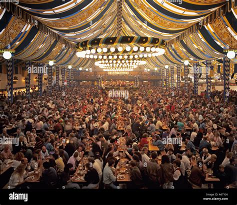 Inside a beer tent Oktoberfest Munich Bavaria Germany Stock Photo ...