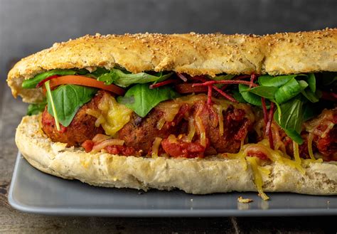 Meatball sandwich, with homemade subway bread - Dailyvegan