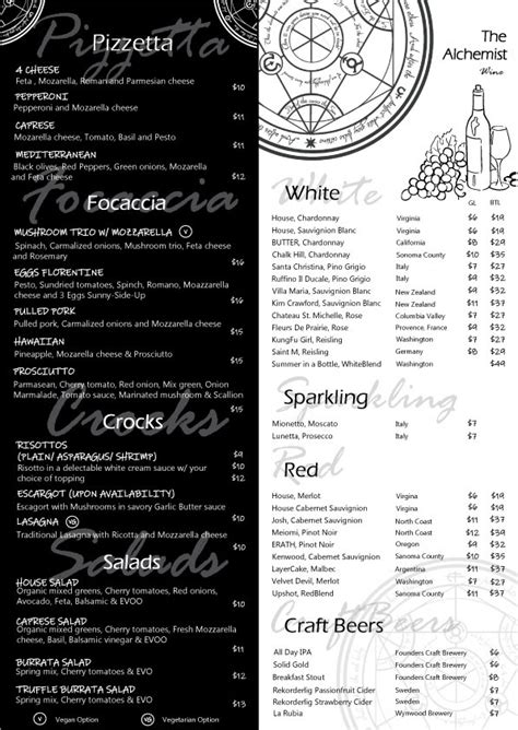 The Alchemist Cafe Dinner & Wine Menu on Behance