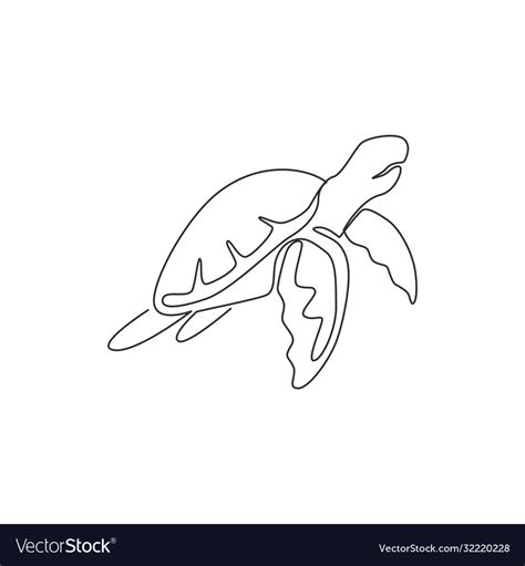 One continuous line drawing wild sea turtle Vector Image