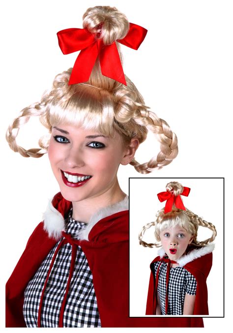 Christmas Girl Wig Red Bow | Halloween costume wigs, Cindy lou costume ...