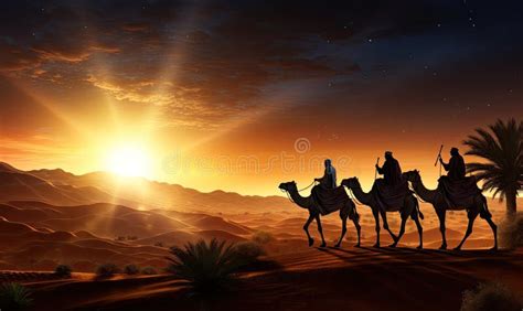 Christmas Christian Nativity Scene of Three Wise Men Magi Looking Up at ...