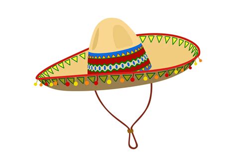 Mexican sombrero hat vector Illustration on a white background ...