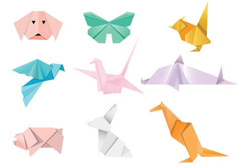 Set Paper animals.Origami animals made of paper in origami technique ...