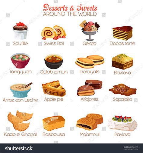 Vector Illustration Dessert Sweets Around World Stock Vector (Royalty ...