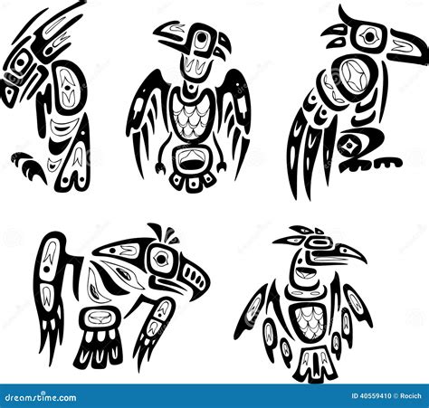 Native Indian Shoshone Tribal Drawings. Eagles Stock Vector - Image ...