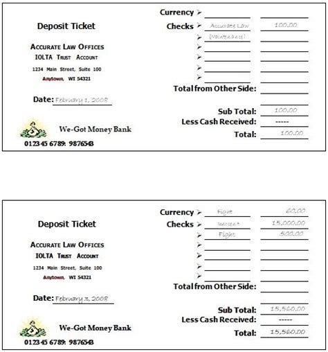 Printable Free Deposit Slip Template and Examples for Bank | Payroll ...