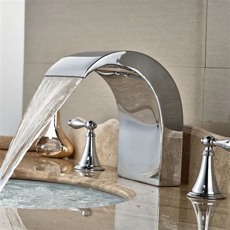 Wholesale And Retail Chrome Brass Bathroom Basin Faucet Dual Handles ...