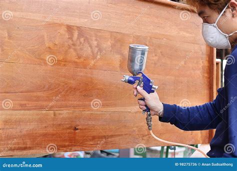 Selective Focus on Hands of Industrial Painter with Safety Mask ...