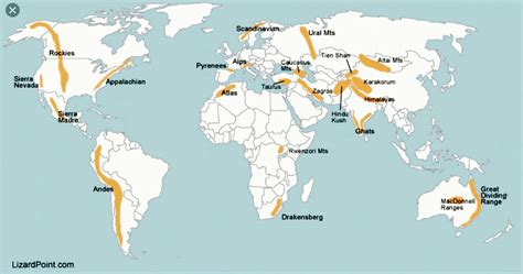 World Map Of Mountain Ranges - Map