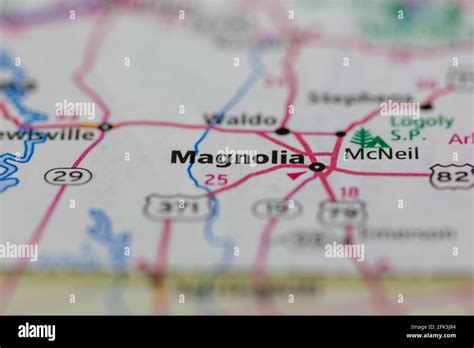 Magnolia Arkansas USA shown on a geography map or road map Stock Photo ...