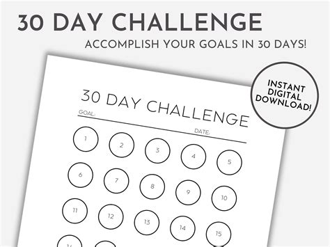 a printable 30 day challenge with the text, 30 day challenge accomplish ...