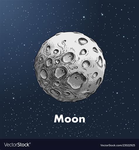 Hand-drawn sketch of moon in color against Vector Image