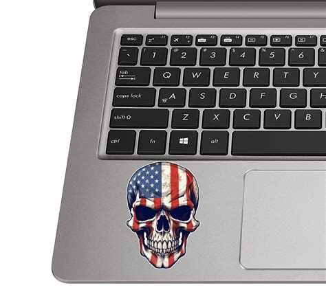 Skull With American Flag Overlay Vinyl Decal Sticker | Jeep Sticker