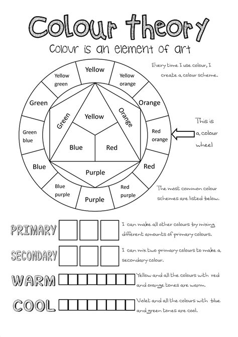 year 8 art worksheet colour google search art worksheets school - 20 ...