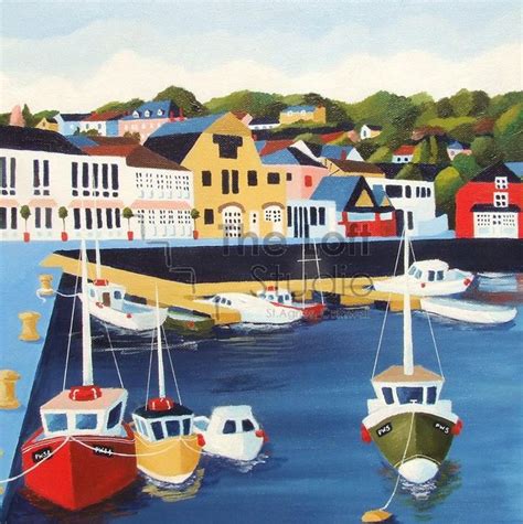 Padstow Harbour by Celia Creeper | Abanicos de papel, Sobres de papel ...