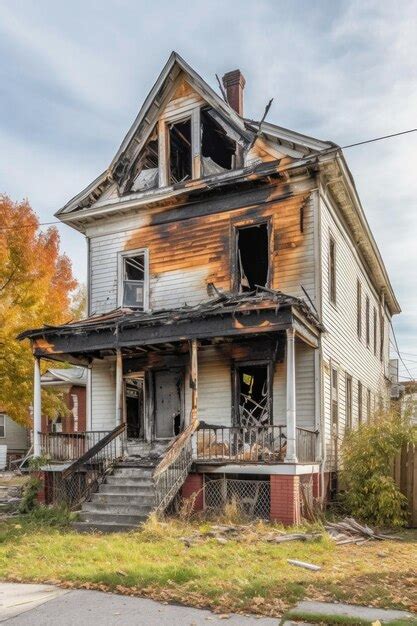 Premium AI Image | Fire damaged home with insurance policy in view ...