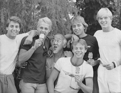 Pat Morita with the Cobra Kai gang, 1983 [1500×1163] : r/HistoryPorn