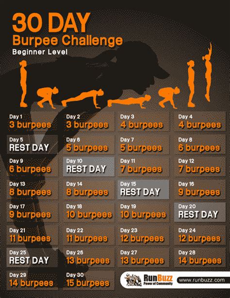 Burpees Challenge Burpee Challenge Workout Challenge Workout Chart