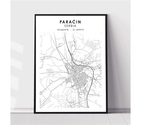 Paracin Map Print Paracin Serbia Map Print Paracin Serbia Map Decor ...