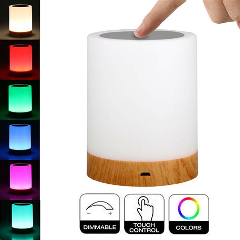 LED Touch Control Table Lamp Bedside Night Light, 3 Levels Dimmer Touch ...