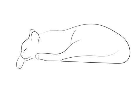 How To Draw A Simple Cat Lying Down