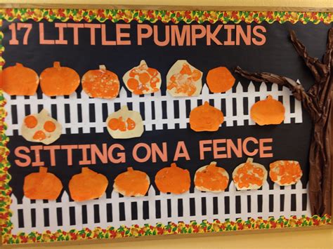 Little Pumpkins Sitting on a Fence Bulletin Board - Great for Pre-K ...