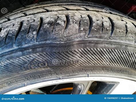 Tyre Damage, Sidewall Bulge Or Bump In A Car Tyre, Car Repair, Tyre ...