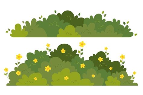 Premium Vector | Set of bush and grass vector illustration