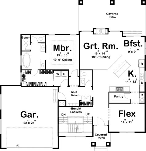 House Plan 44207 - Modern Style with 2499 Sq Ft, 4 Bed, 2 Bath, 1