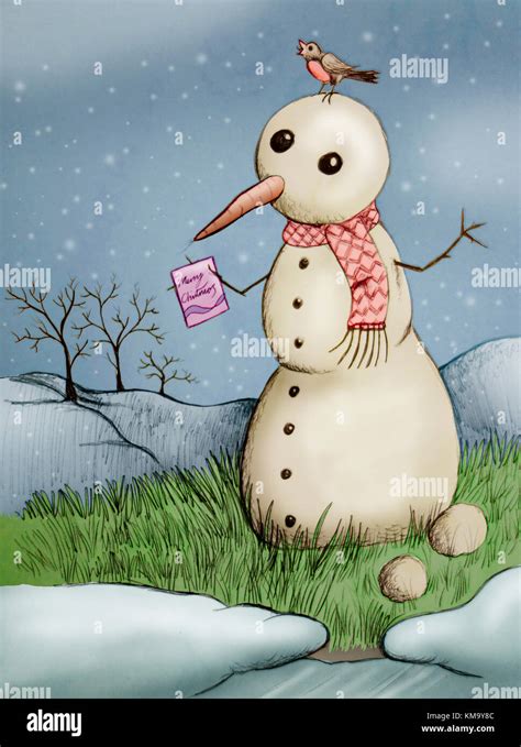 A Christmas snowman illustration Stock Photo - Alamy