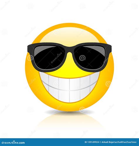 Cool Happy Emoji with Sunglasses Stock Vector - Illustration of glasses ...