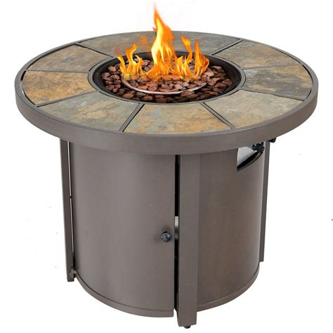 Costway 32'' Round Outdoor Propane Gas Fire Pit Table 30,000 BTUs Patio ...