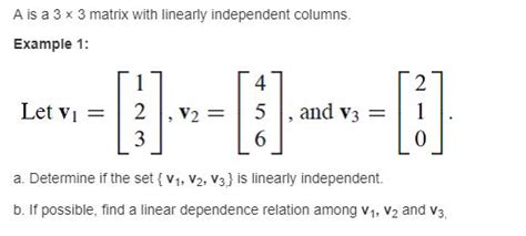 Linearly Independent Columns Of A Matrix