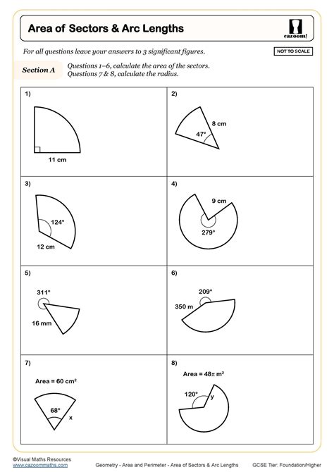 Area Of A Sector Of A Circle Worksheet