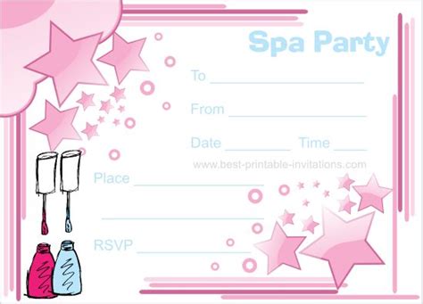 Spa Party Invitations