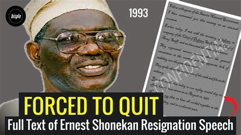 Forced to Resign by Gen. Sani Abacha - Full Text of Shonekan's ...