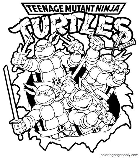 teenage mutant ninja turtles coloring page with the word teenage mutant ...