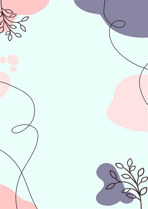 Botanical Illustrations In Line Art Aesthetic Page Border Background ...