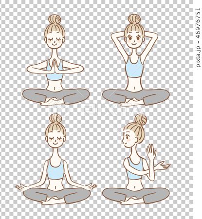 Yoga Agura Pose Set - Stock Illustration [46976751] - PIXTA