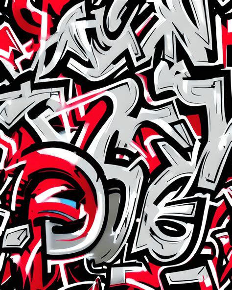 Chrome Red Black White and Zilver Graffiti Background · Creative Fabrica