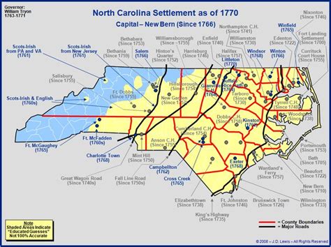 The Royal Colony of North Carolina - The Towns and Settlements in 1770 ...