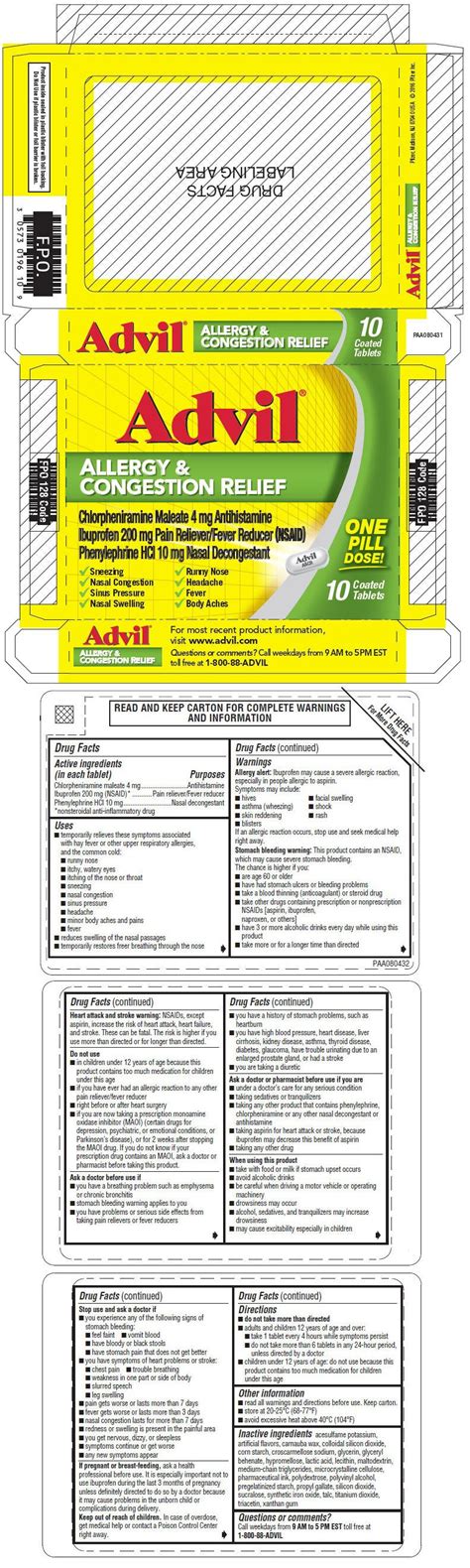 Advil Allergy and Congestion Relief (Pfizer Consumer Healthcare ...