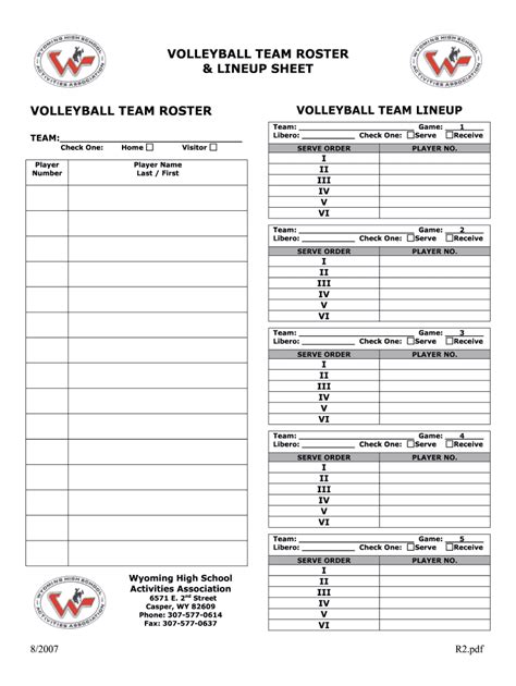 WHSAA Volleyball Team Roster & Lineup Sheet 2007-2022 - Fill and Sign ...