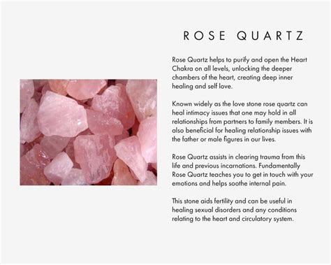 Rose Quartz helps to purify and open the Heart Chakra on all levels ...