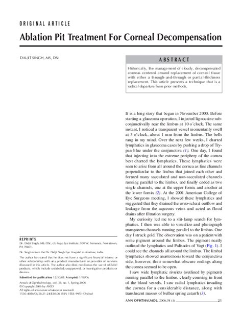 (PDF) Ablation Pit Treatment For Corneal Decompensation | Daljit singh ...