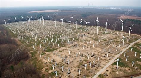 Aerial View Of Large Wind Turbine Field Background, Wind Turbine ...