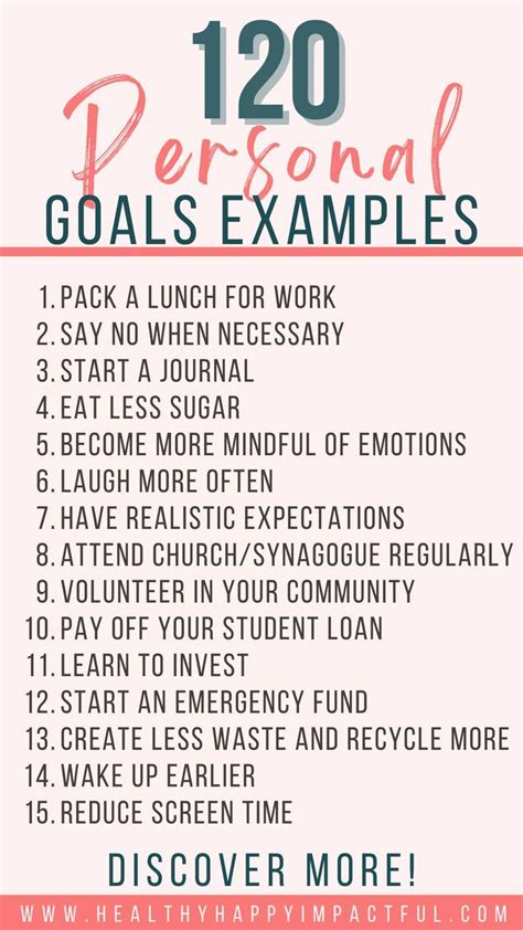 120 Meaningful Personal Goals Examples (You Can Use This Year) | Goal ...