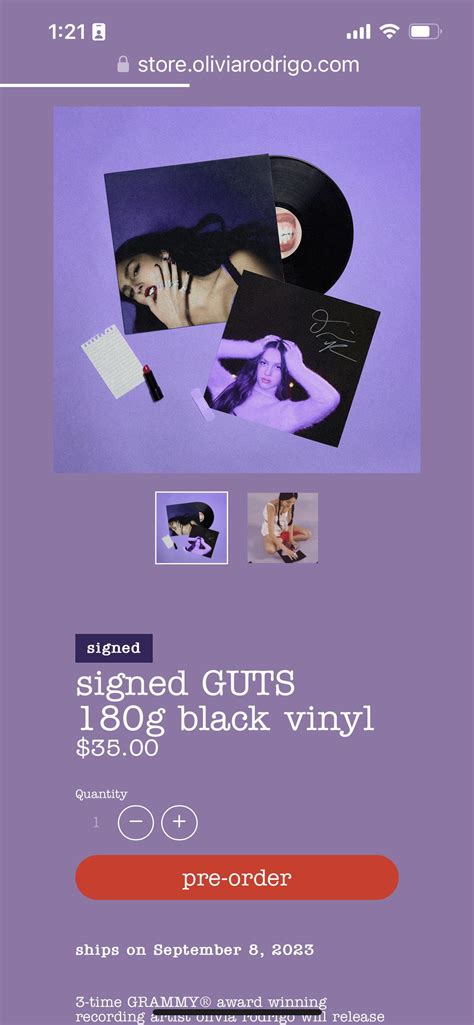 Restock of guts signed vinyl : r/OliviaRodrigo